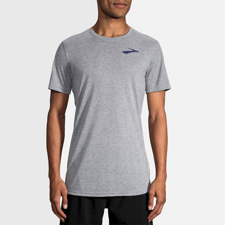 Brooks Distance Graphic NZ - Men's Short Sleeve Running Shirt - Grey (51082-LJZT)